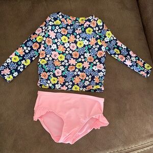 Carter's Floral Navy and Pink Kids Swim Rashguard Set